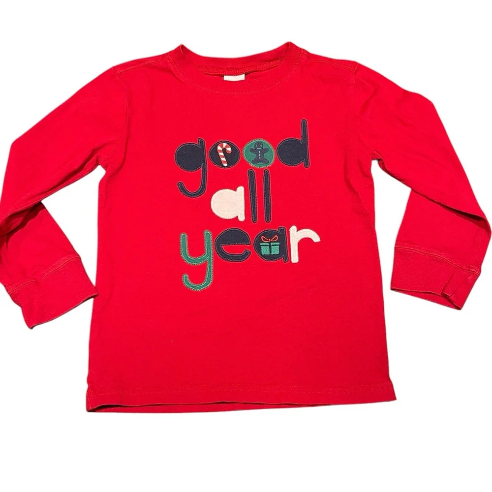 Gymboree Boys Good All Year Christmas Holiday Long Sleeve TShirt Size 4T EUC